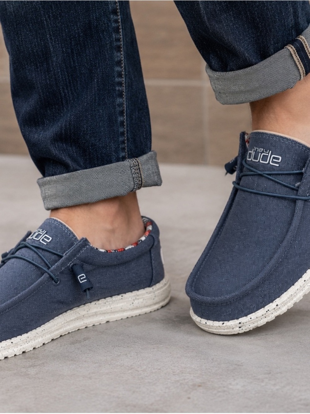 Hey Dude Wally Stretch Men's Navy Canvas Slip-On Loafers Size 12 - Picture 2 of 7